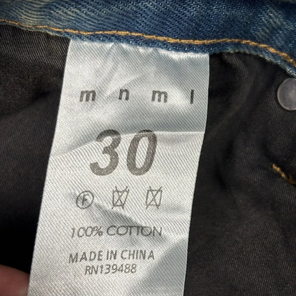 MNML Mens Distressed Relaxed Fit Denim Jeans Light Wash Ripped Size 30 RN139488